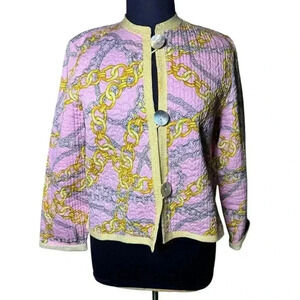Woman's PATTY KIM PINK/GOLD/YELLOW Quilted Reversible Size XL Jacket